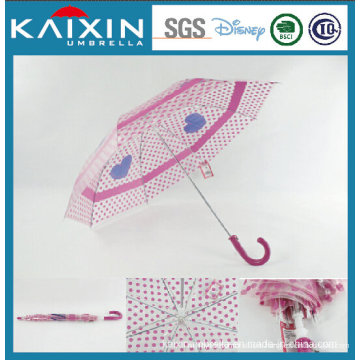 16 дюймов Ручной открытый Poe Straight Umbrella Pink Design